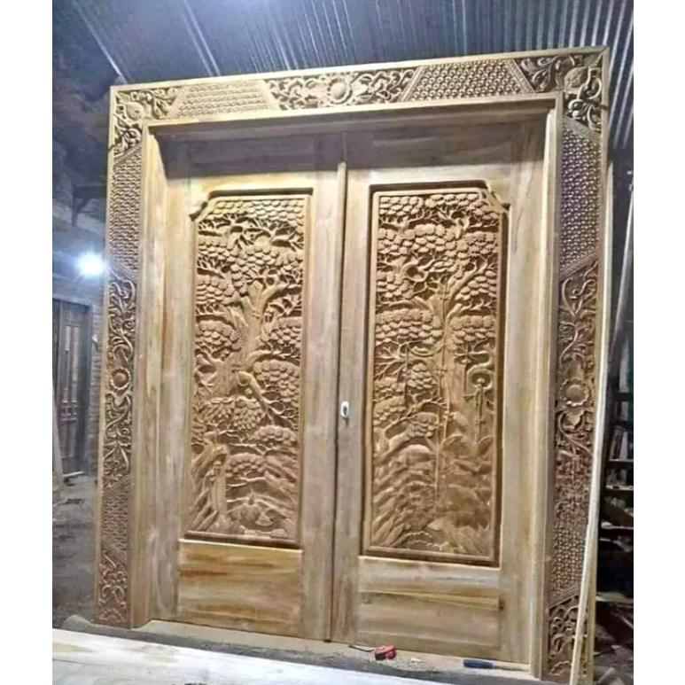 Pintu Ukir Gebyok Minimalis Kayu Jati Ukir Jepara | Pintu Minimalis Kekinian