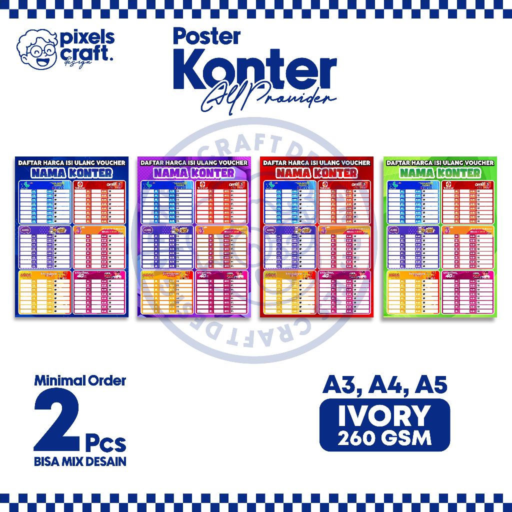 

Poster Konter Custom/Poster Daftar Harga Konter/Poster Konter Portrait