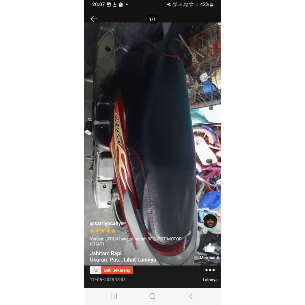 Denting Mas Terang Cover Jok Motor Aerox / Cover Jok Motor