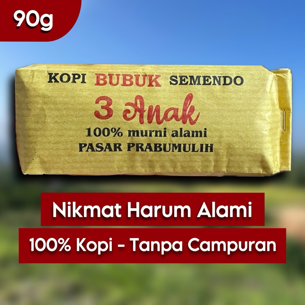 

Kopi Tiga Anak - 90g | Kopi Bubuk Tiga Anak | Kopi Bubuk Hitam Robusta Semendo Muara Enim Khas Sumatera Selatan