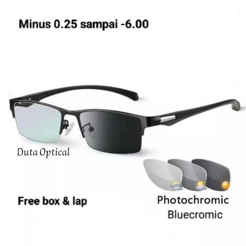 COD Kacamata Photocromic Minus 0.25 sampai Minus -6.00 Antiradiasi Blueray UV400 Unisex Pria dan Wan