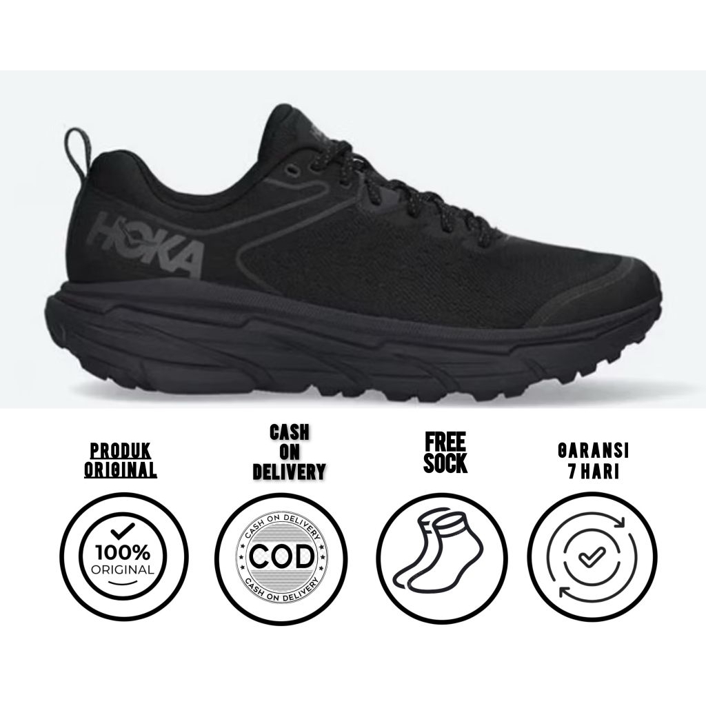 Sepatu lari hoka challenger ATR 6 full black