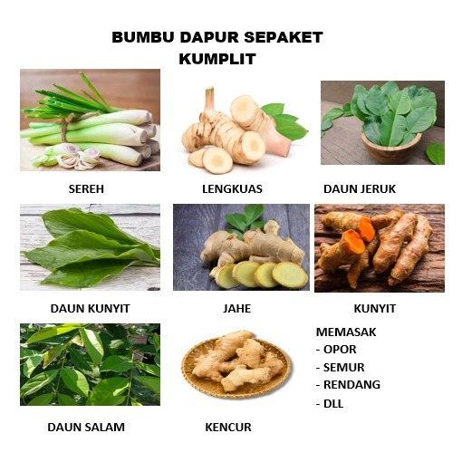 

BUMBU DAPUR SEPAKET LENGKAP / BERKUALITAS , SEGAR BISA MEMBUAT MASAKAN APAPUN
