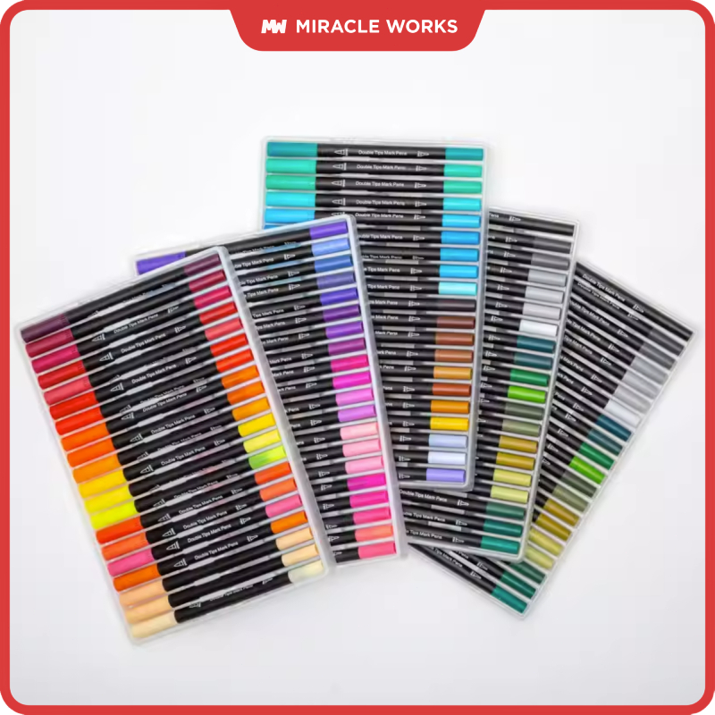 

MW Spidol Warna Set 24/36/60/80/100/120 Warna Brush Pen Double Tips Spidol