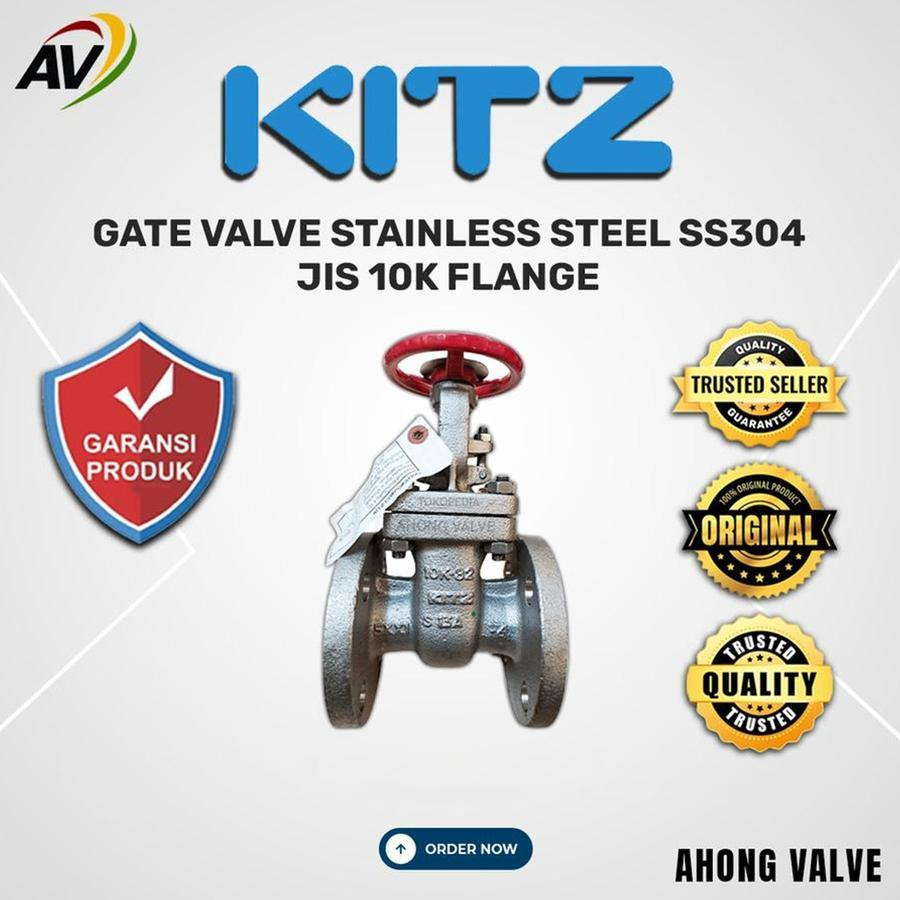GATE VALVE SS304 10K FLANGE STAINLESS STEEL SUS304 CF8 MERK KITZ ORIGINAL - UKURAN 1-1/4" | 1-1/2" I