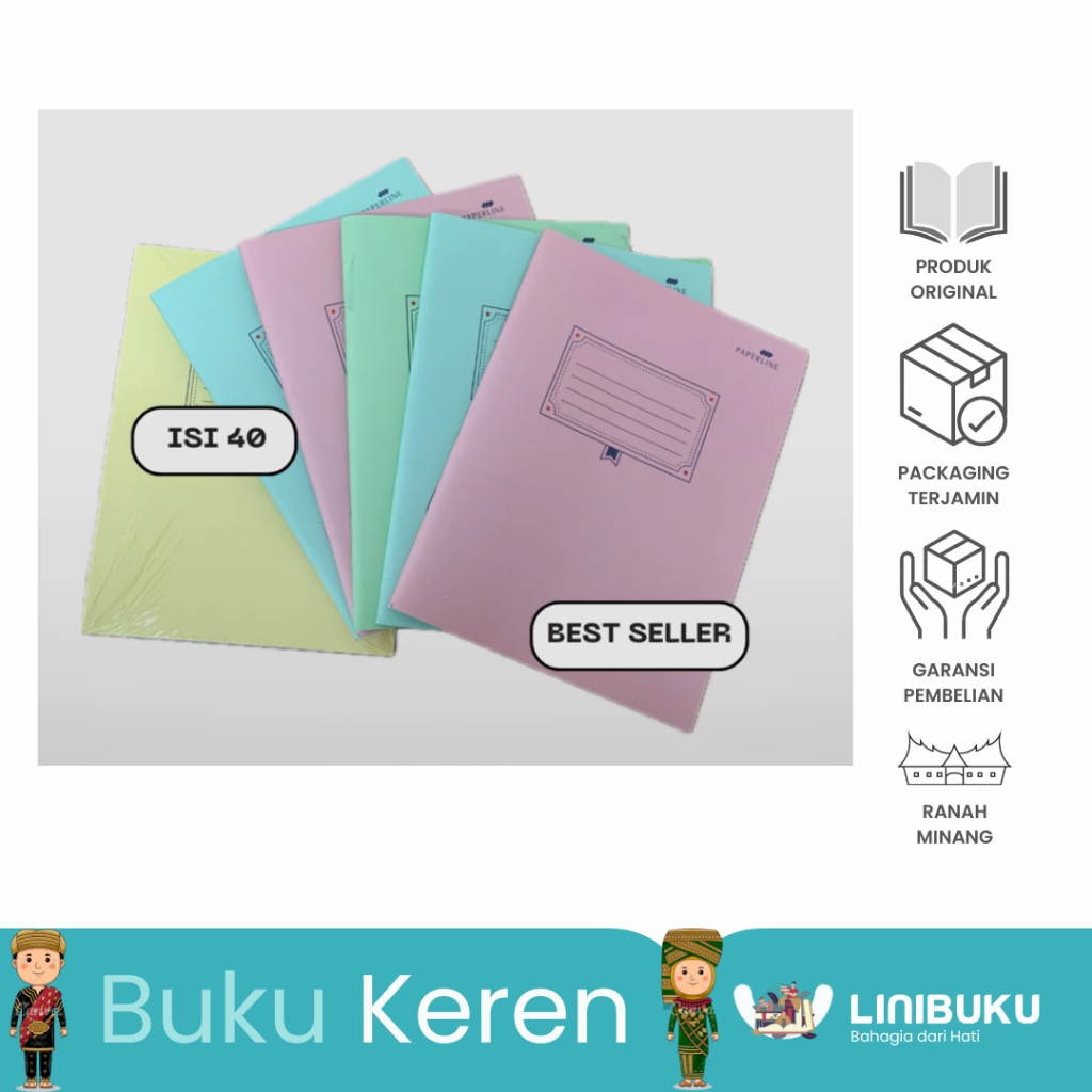 

ATK - Buku Tulis PAPERLINE Isi 40 Lembar PER PACK 10 BUKU - Linibuku