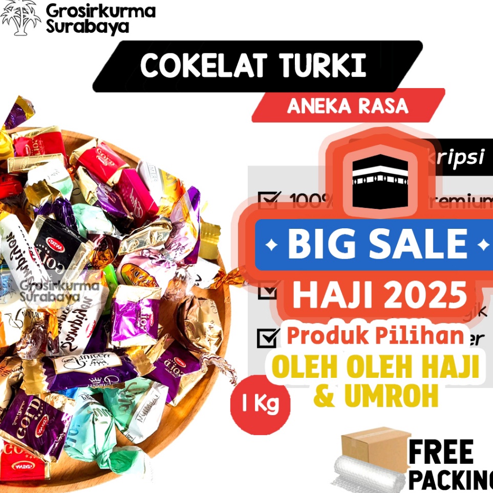 

COKELAT TURKI ARAB 1KG Produk Fresh Baru Khas Timur Tengah Untuk Oleh oleh Haji Umroh Gift Hampers