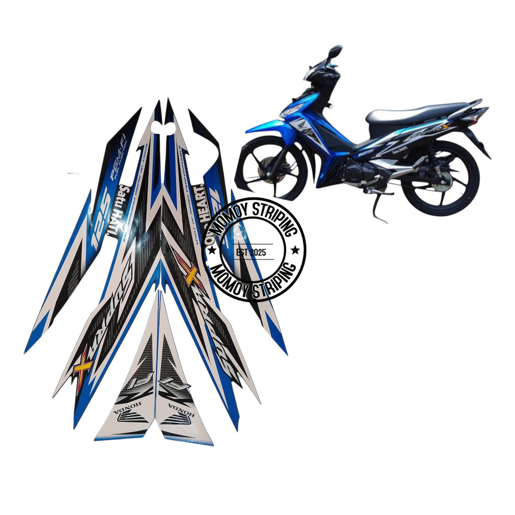 STIKER STRIPING SUPRA X 125 R 2014 FI HITAM BIRU
