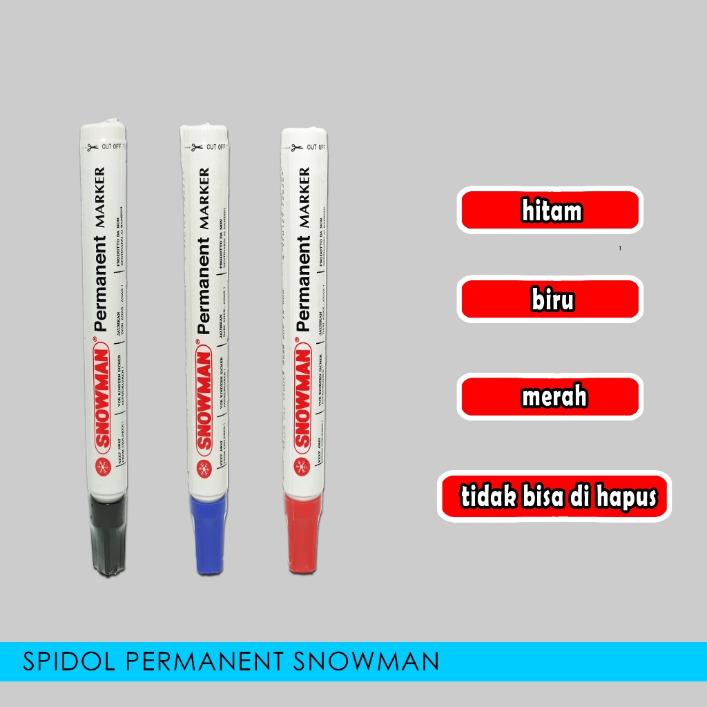 

spidol permanent snowman / hitam / biru / merah / 1 pcs