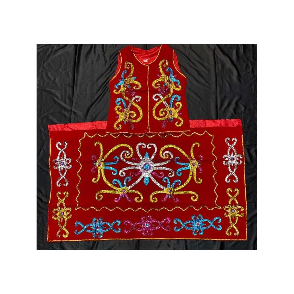 PAKAIAN ADAT TRADISIONAL DAYAK DEWASA VARIAN MERAH - BAJU ADAT DAYAK MERAH ALL VARIAN