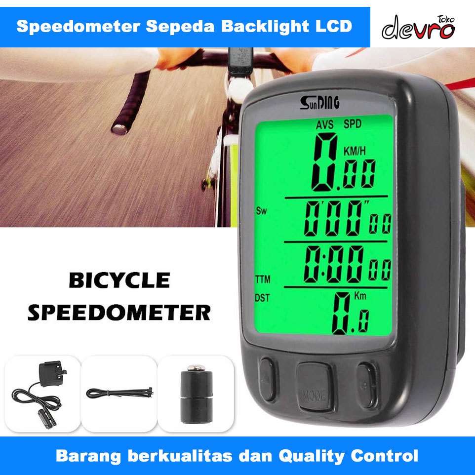 Speedometer Sepeda Backlight LCD Odometer Bike Handlebar Accessory Waterproof - SunDING SD-563A