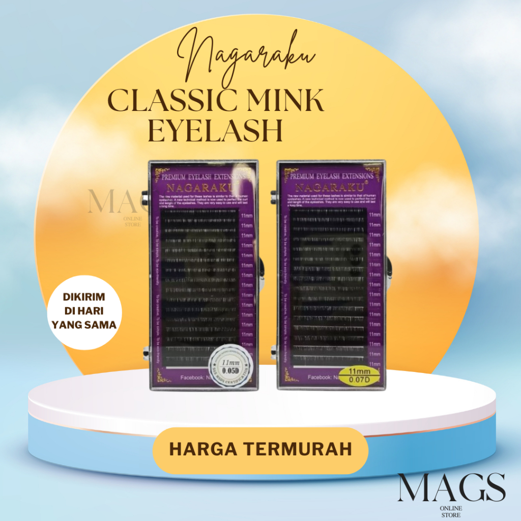 Nagaraku 0.20C 0.20D 0.15C 0.15D 0.25C 0.25D eyelash extension bulu mata single 16 baris mink lashes