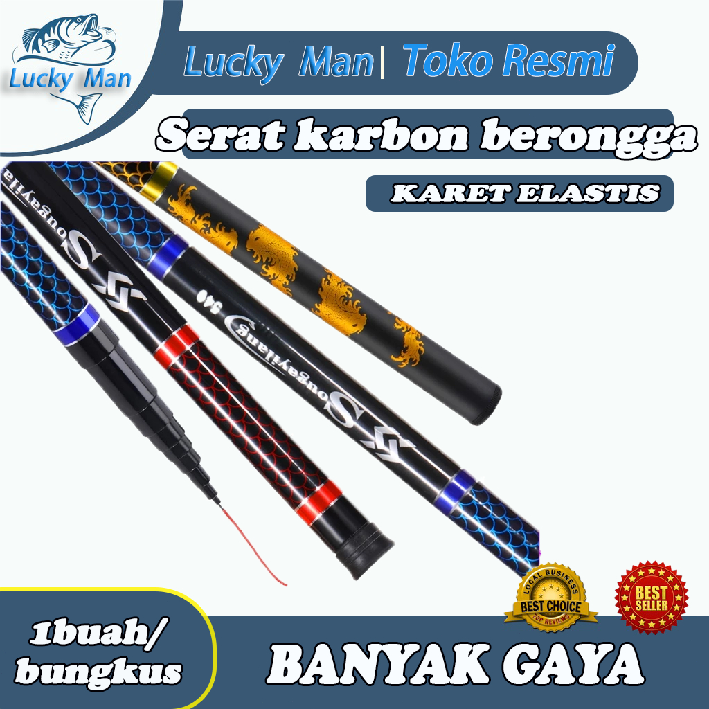 【Lucky Man】Joran pancing laut/joran teleskopik joran pancing fiber ultra ringan murah