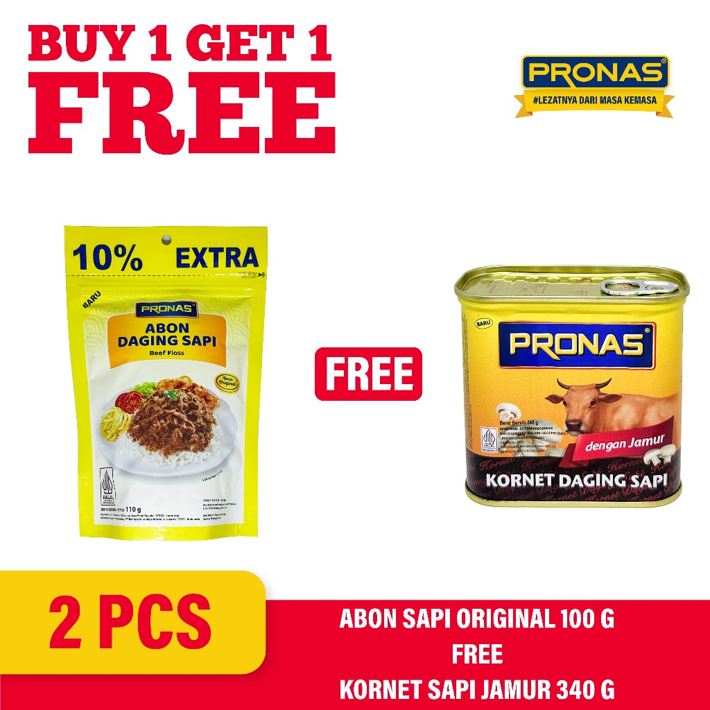 

[BUY 1 GET 1] PRONAS Abon Sapi Original 100 g Free Kornet Sapi Jamur 340 g