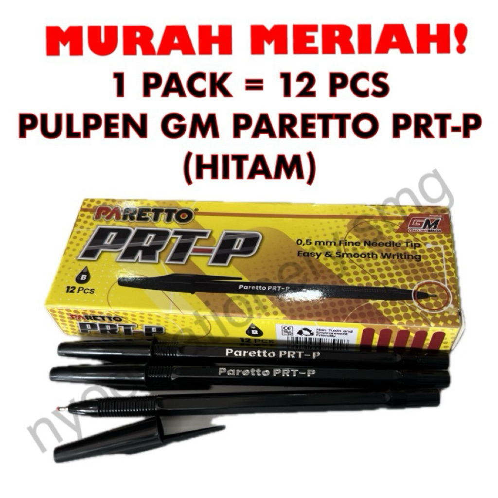 

(1 PACK=12 PCS) PULPEN MURAH 0.5MM GM PARETTO PRT-P STANDART HITAM