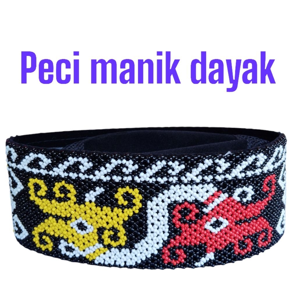 peci manik manik  khas  dayak | peci manik dayak | songkok manik dayak kalimantan | etnhik dayak 01
