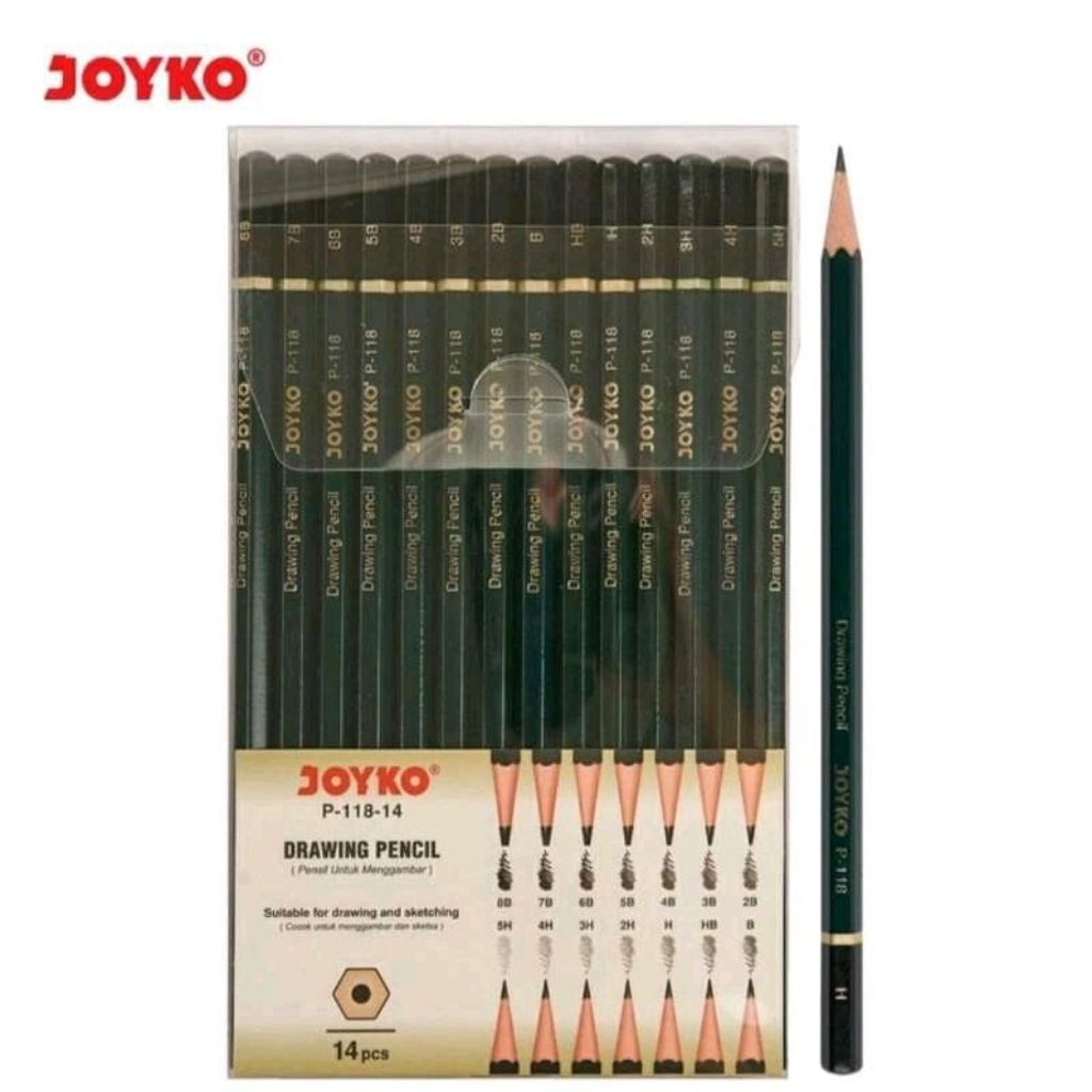 

JOYKO P118 14 DRAWING PENCIL SET LENGKAP 14 UKURAN PENSIL GAMBAR B 2B 3B 4B 5B 6B 7B 8B HB H 2H 3H 4H 5H