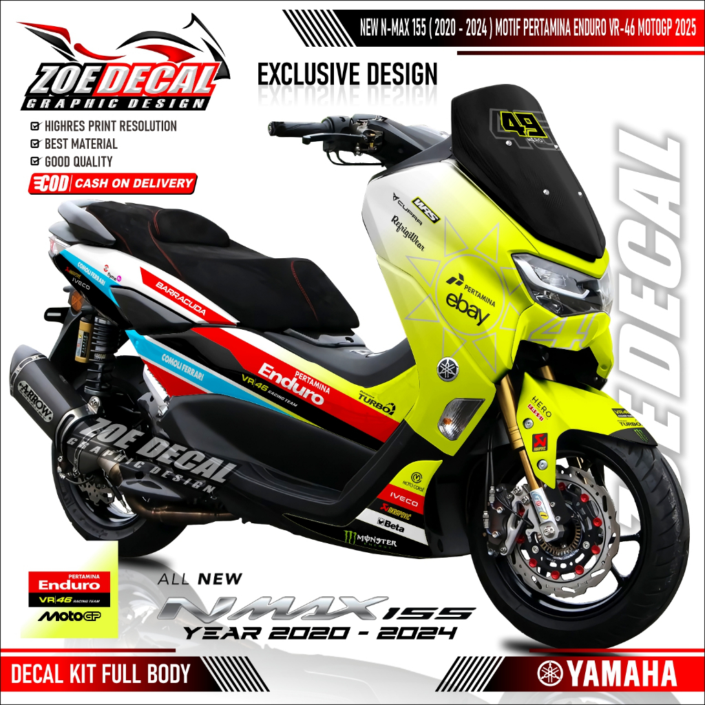 Terbaru Decal FULL BODY New NMAX 155 / N MAX New 2020-24 Motif / Livery Pertamina Enduro MotoGP 2025