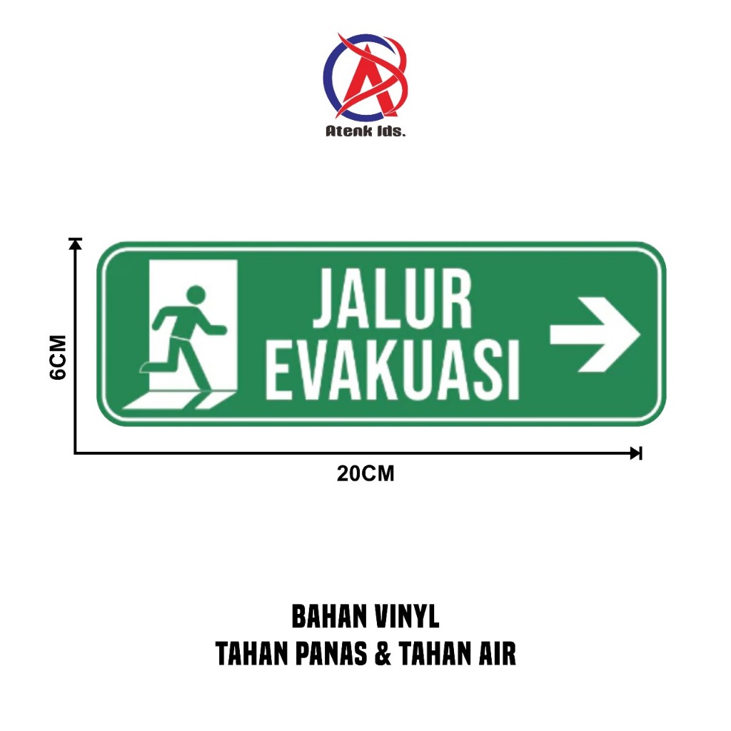 

Stiker Vinyl Jalur Evakuasi Keluuar Ruangan Kanan, Stiker K3 / Stiker Safety 20x6 cm