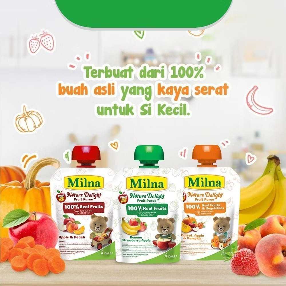 milna nature delight fruit pure 80g | jus buah mpasi bayi | pure buah untuk bayi | cemilan bayi