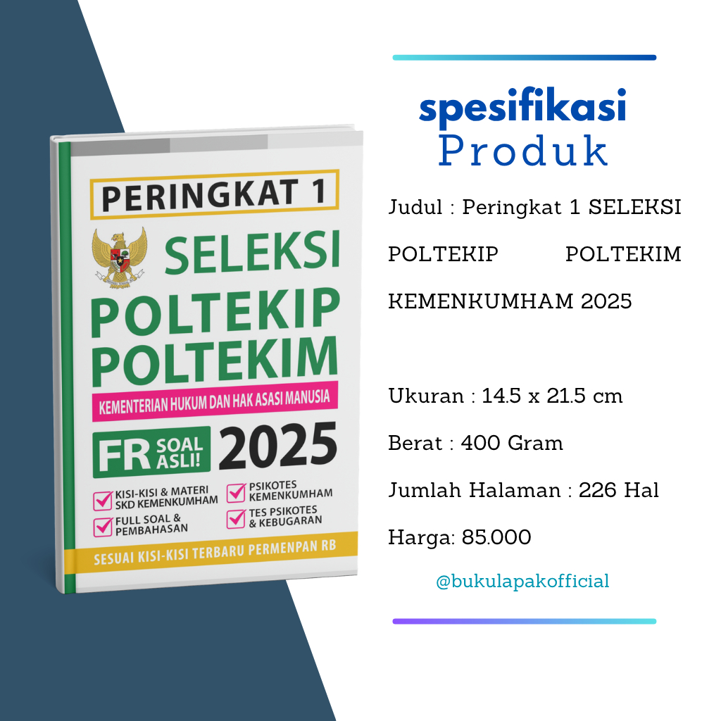 Buku Tes Kedinasan - Peringkat 1 SELEKSI POLTEKIP POLTEKIM KEMENKUMHAM 2025 - Kedinasan POLTEKIP POL