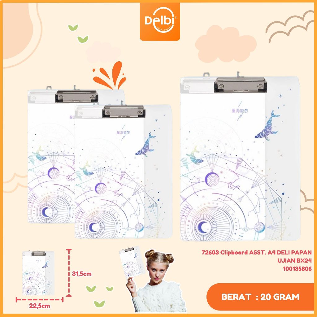 

Deli Vertical Clipboard Papan Jalan A4 72603 Clipboard ASST. A4