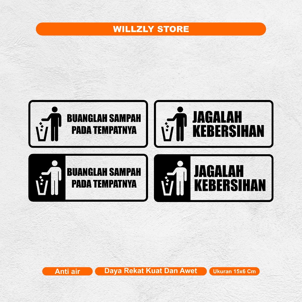 

Sticker Cuting Jagalah Kebersihan Anti air - Tersedia warna Hitam Dan Putih