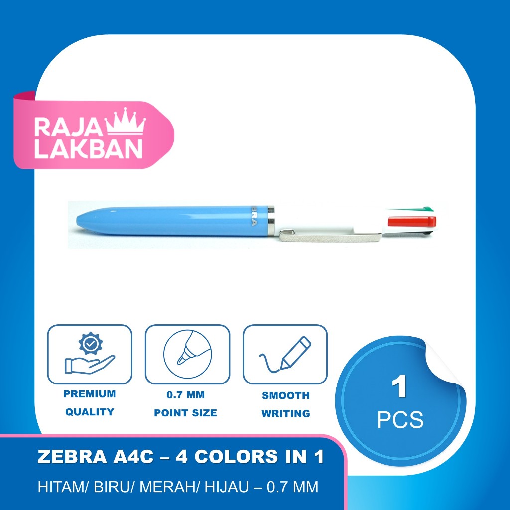 

Pulpen 4 Warna 4 in 1 Zebra A4C/ 0.7 mm - Pcs