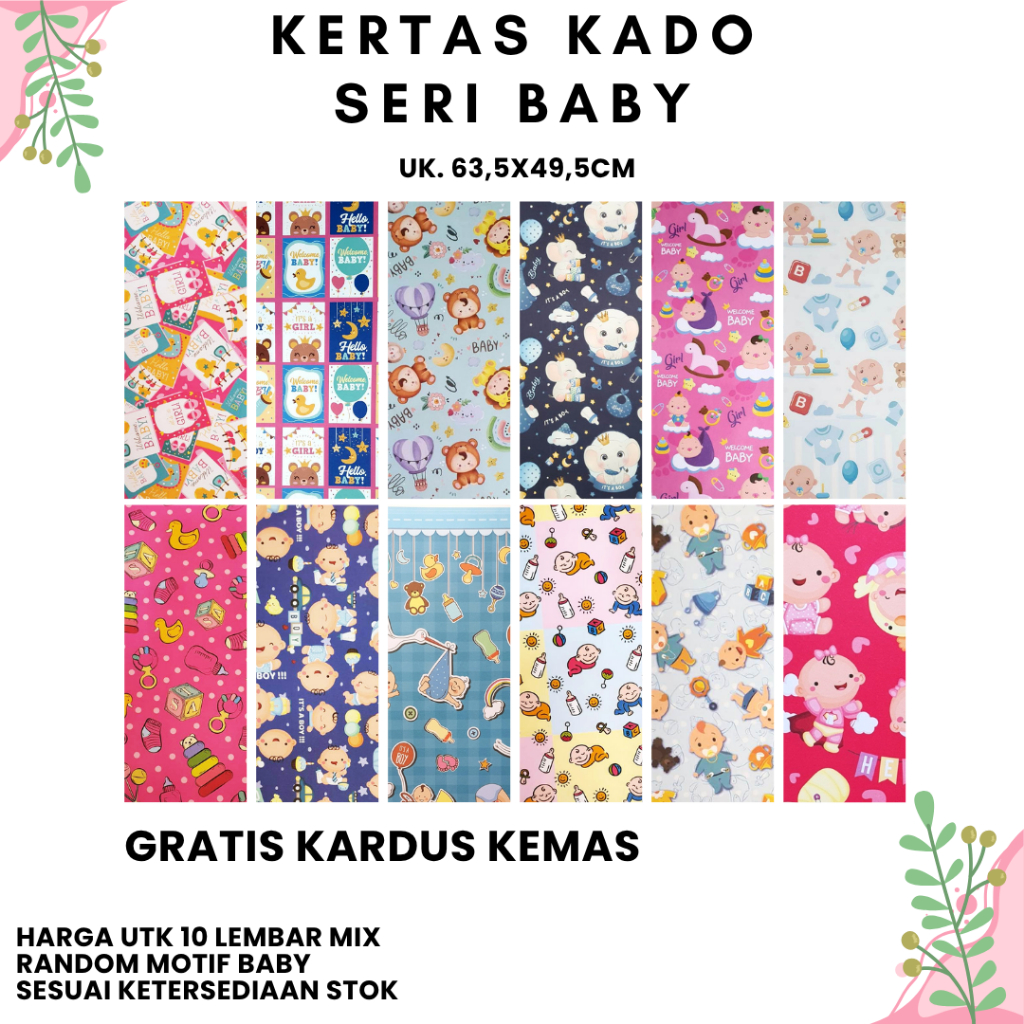 

Kertas kado Wrapping Paper Sansan Wawa Seri Baby Kids (10lembar)