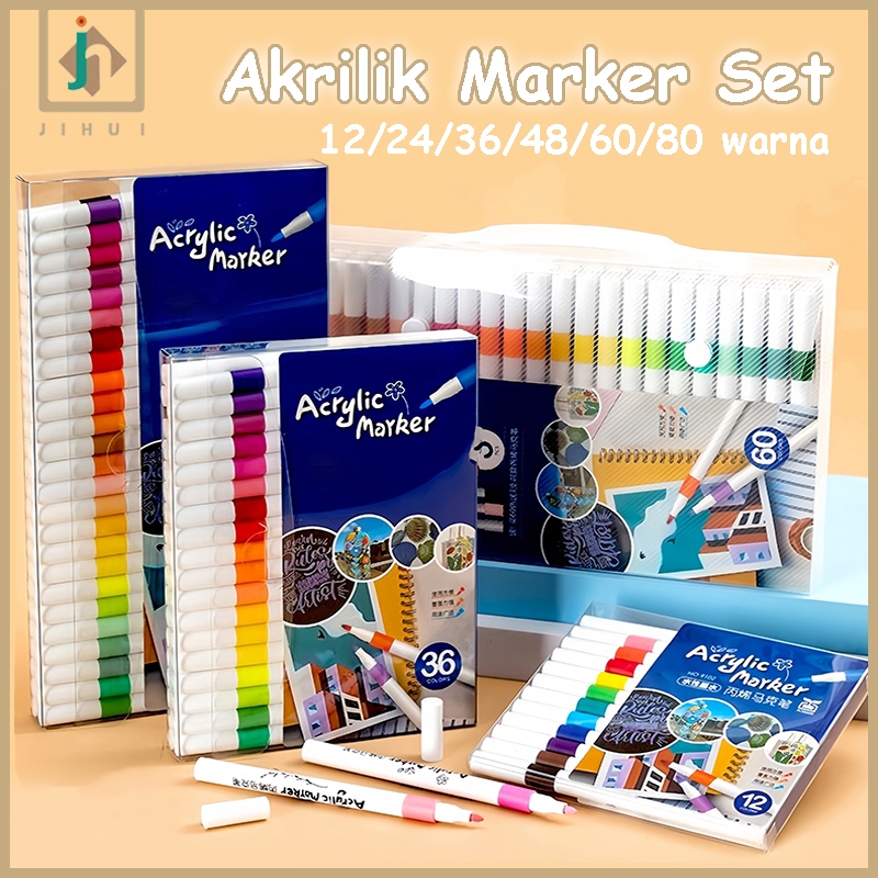 

JIHUI 24/36/48/60/80 Warna Sketsa Spidol Umum General Marker Set Animation Markers