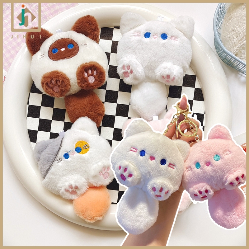 JIHUI Dicubit Akan Berbunyi  Cat Gantungan Kunci Boneka Kucing Fluffy Bunyi Lucu / Gantungan Kunci