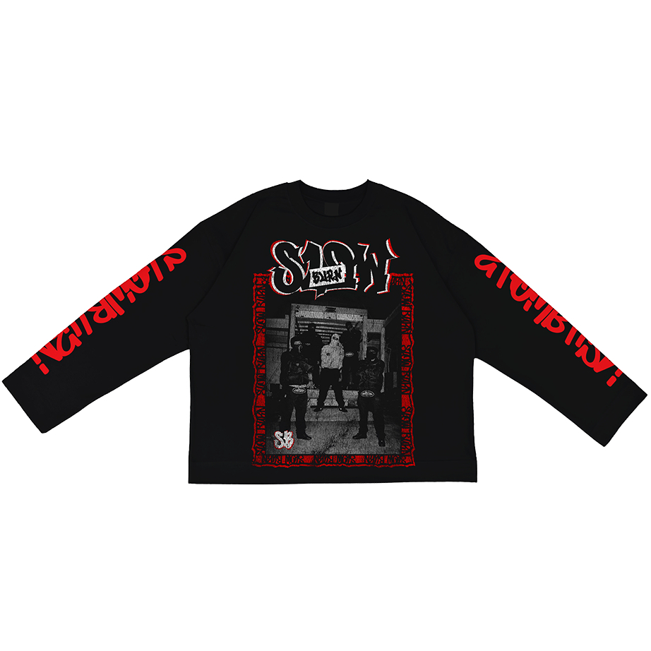 Longsleeve Boxy Heavyweight "Urban Syndicate" Black - Kaos Skena Lengan Panjang By: Slowburn.id