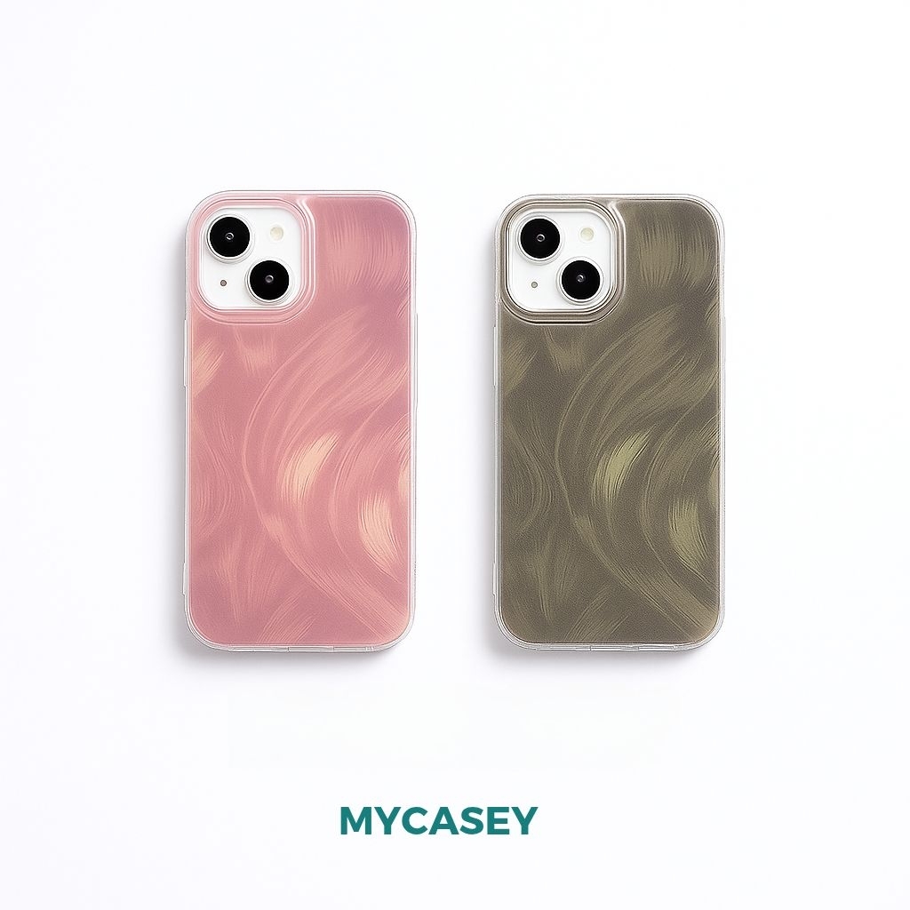 Casing iPhone Hologram | Softcase Glossy Pink & Hitam| Casing Estetik Premium