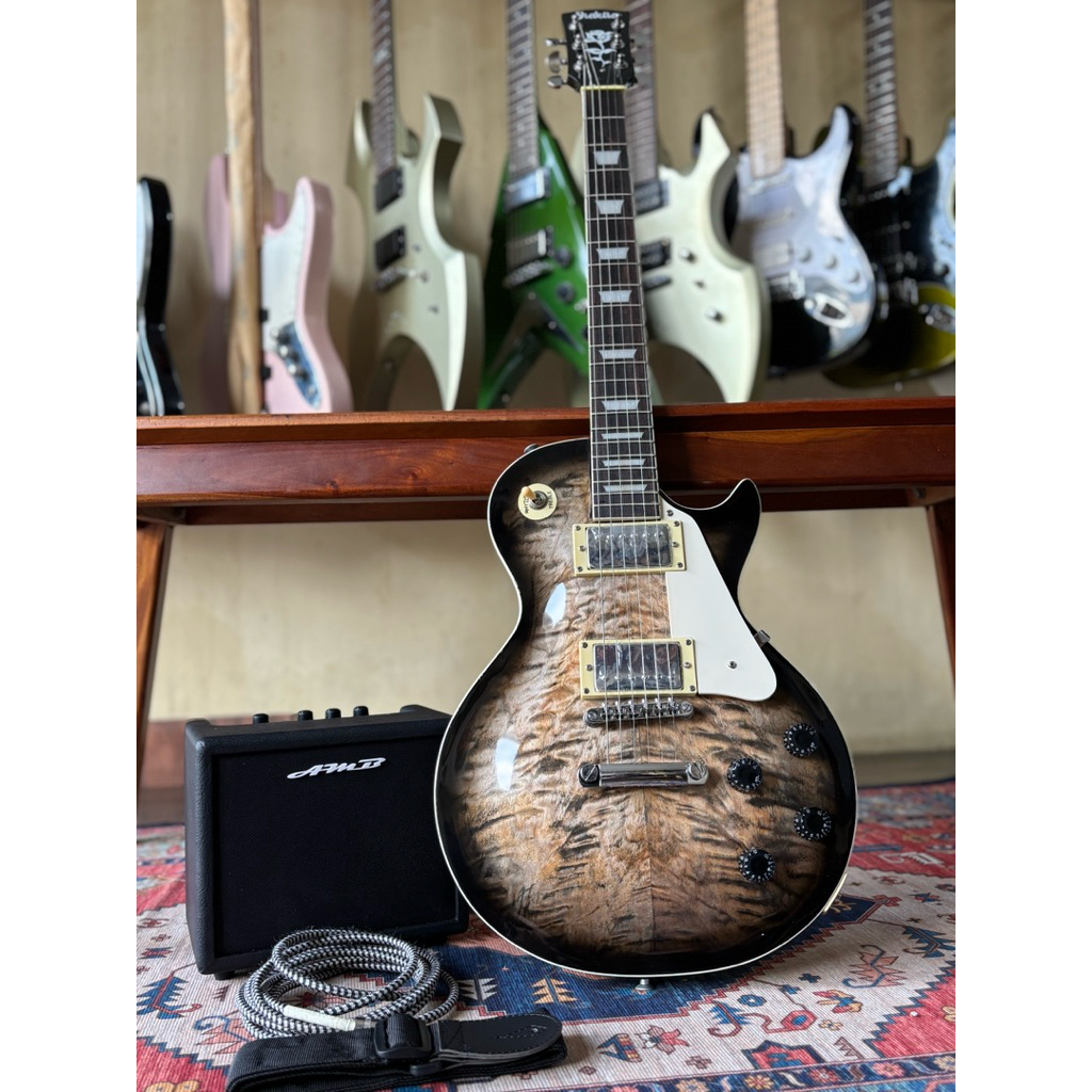 Paketan Gitar Listrik Shakira Lespaul Grey Color Original
