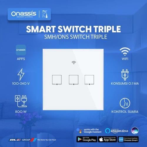 ONASSIS SMART SWITCH TRIPLE WHITE VOICE COMMAND