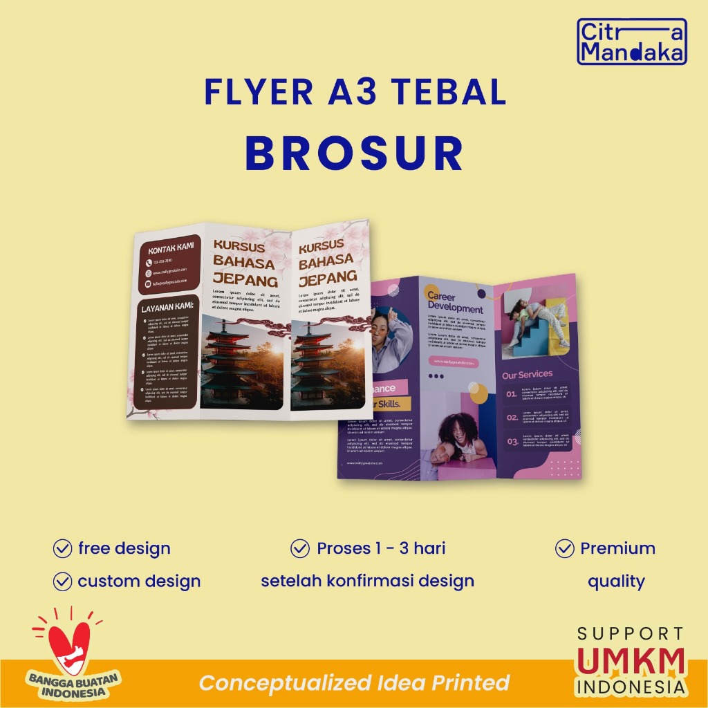 

Cetak brosur Lipat A3 | Print Leaflet Art Carton