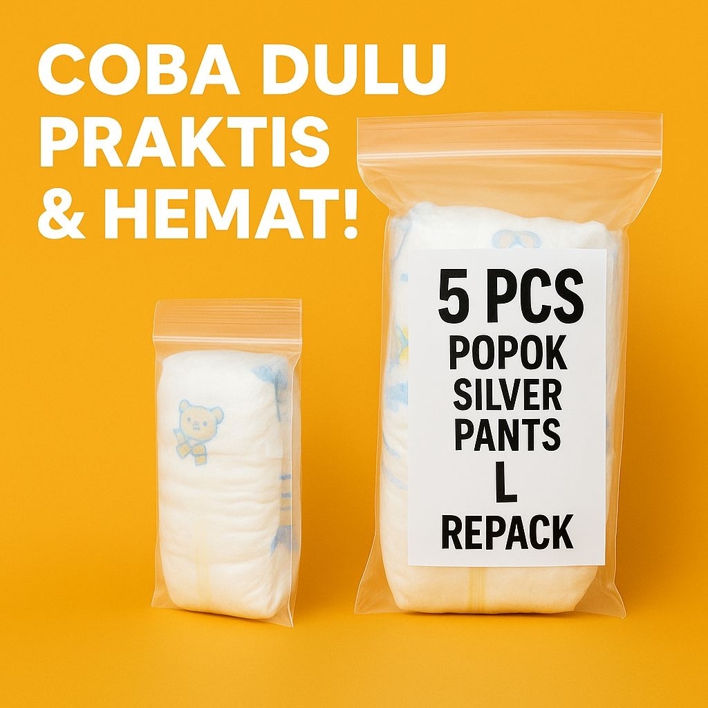 Popok Bayi Sweety Silver L Pants Repack 5pcs | Popok Ekonomis Harian Travel