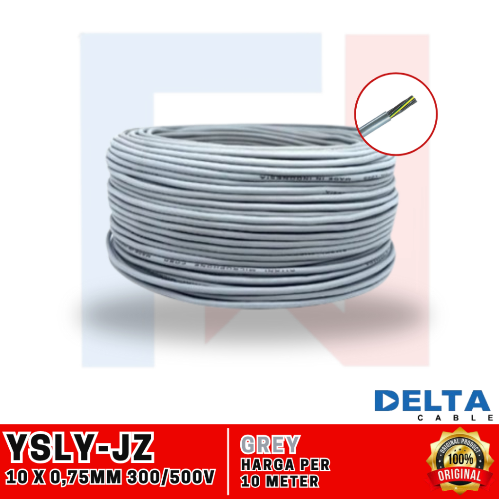 KABEL KONTROL YSLY / YSLY-JZ 10 x 0.75 mm /10x0,75mm 300/500V GREY, DELTA - 10 Meter Kabel Control S