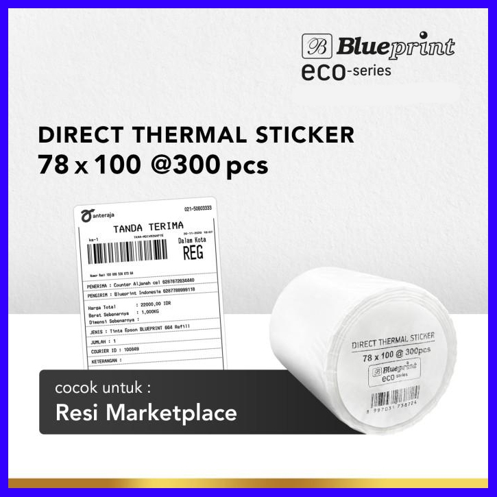 

Direct Thermal Sticker Label Online Shop BLUEPRINT ECO 78x100 mm isi 300Pcs