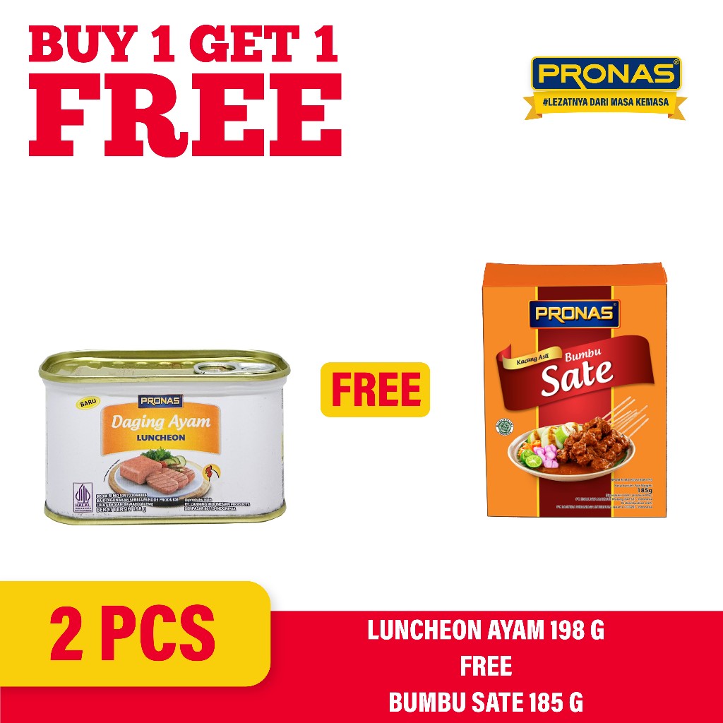 

[BUY 1 GET 1] PRONAS Luncheon Ayam 198 g Free Bumbu Sate 185 g
