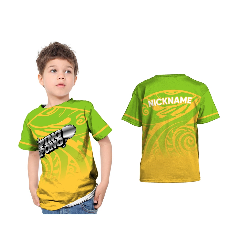Baju Kaos Jersey Anak Olahraga Bola Pingpong Art 2 Custom Full Print