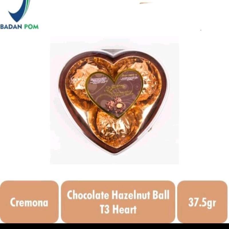 

[oddsolshop] pekanbaru/Cremona Chocolate Hazelnut Ball T3 Heart 37GR Crispy Malt Bola Cokelat Kacang