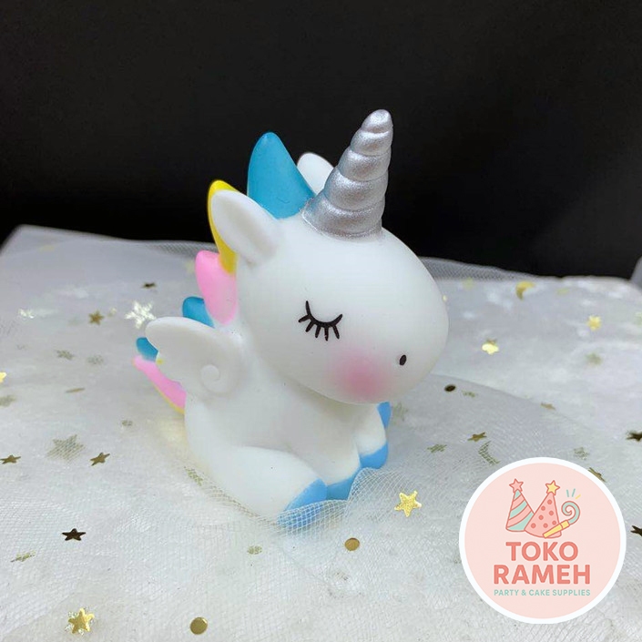 Hiasan Kue Unicorn Warna Putih & Pink • Topper Cake Mainan Ulang Tahun Anak Lucu Unik Karakter