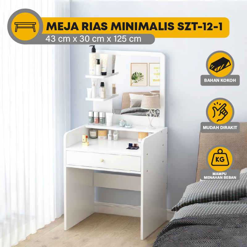 Meja Rias Aesthetic - Meja Rias Minimalis - Meja Rias Putih - Meja Make Up