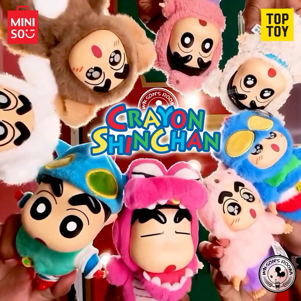[ORIGINAL] TOPTOY MINISO Crayon Shinchan Play Party Selected Blind Box Vinyl Plush Pendant Gantungan