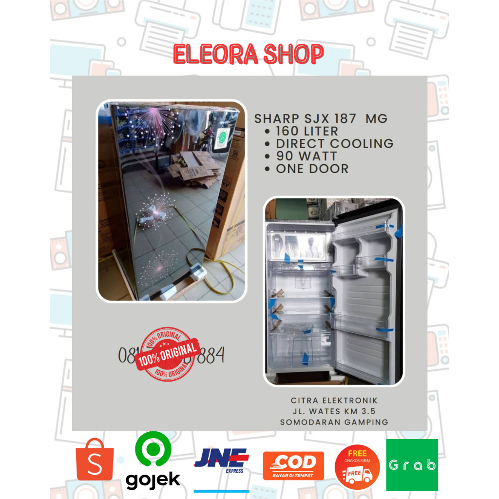 SHARP KULKAS 1 PINTU SJX 187 MG SHINE NEW SERIES GARANSI