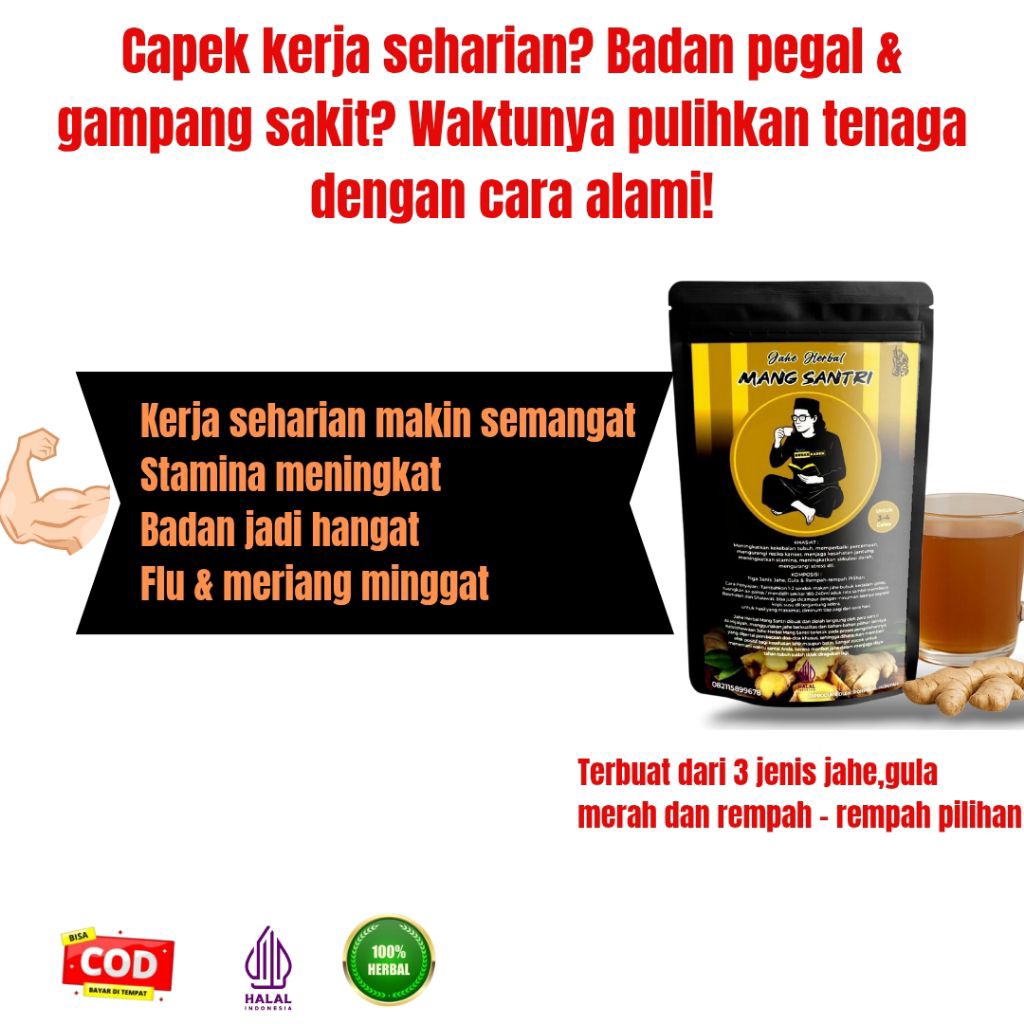 

Bubuk Jahe Mang Santri 100 gr - Minuman Herbal - Bubuk jahe Merah