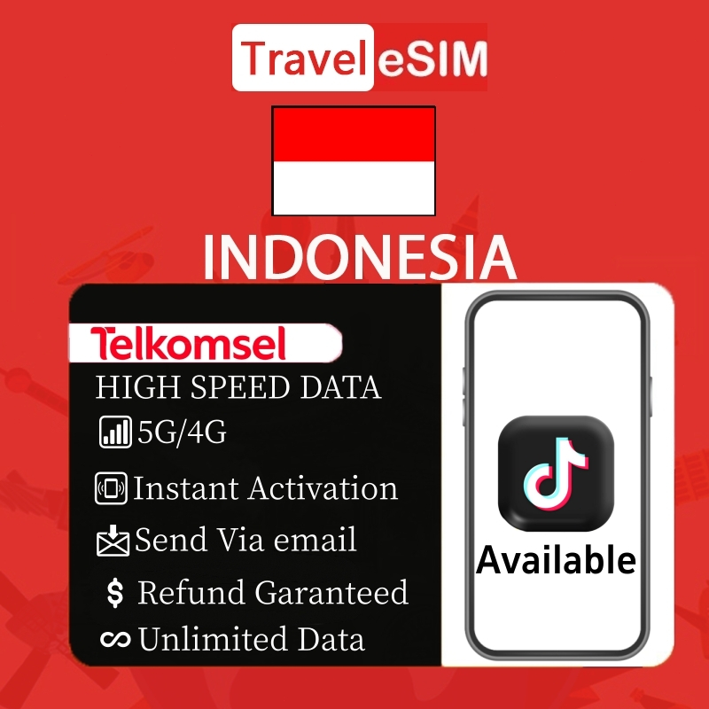 eSIM Roaming Indonesia Telkomsel 10 GB Data | 30 Hari | eSIM Roaming | Support T1k T0K