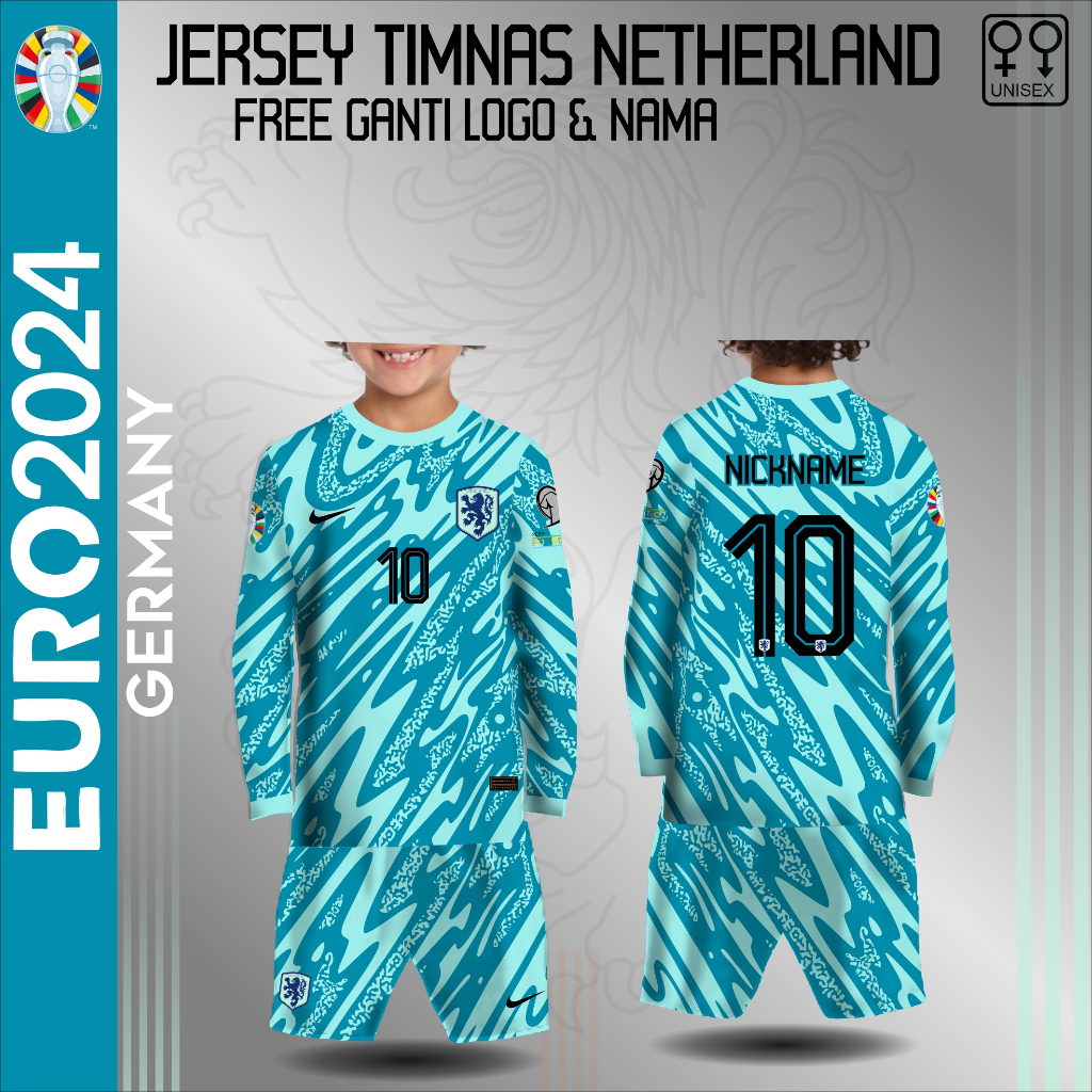 Setelan Jersey football anak kaos bola kiper timnas belanda baju piala eropa jerman 2024 lengan panj