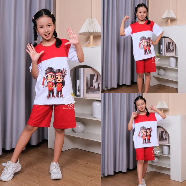Lalaqu.id| setelan anak kemerdekaan merah putih 3-12 tahun / kaos kemerdekaan Indonesia /kaos baju m